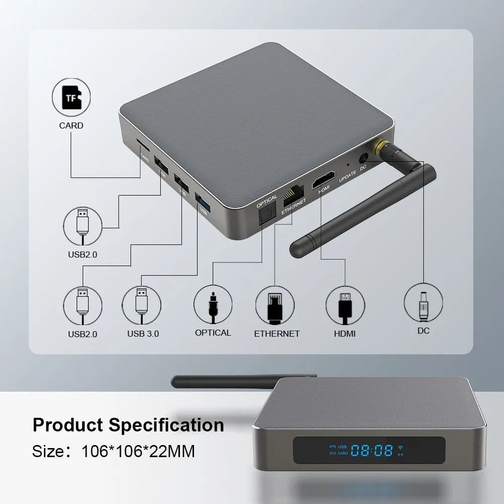 Android 8K television set-top box with RK3566 processor and HDMI output