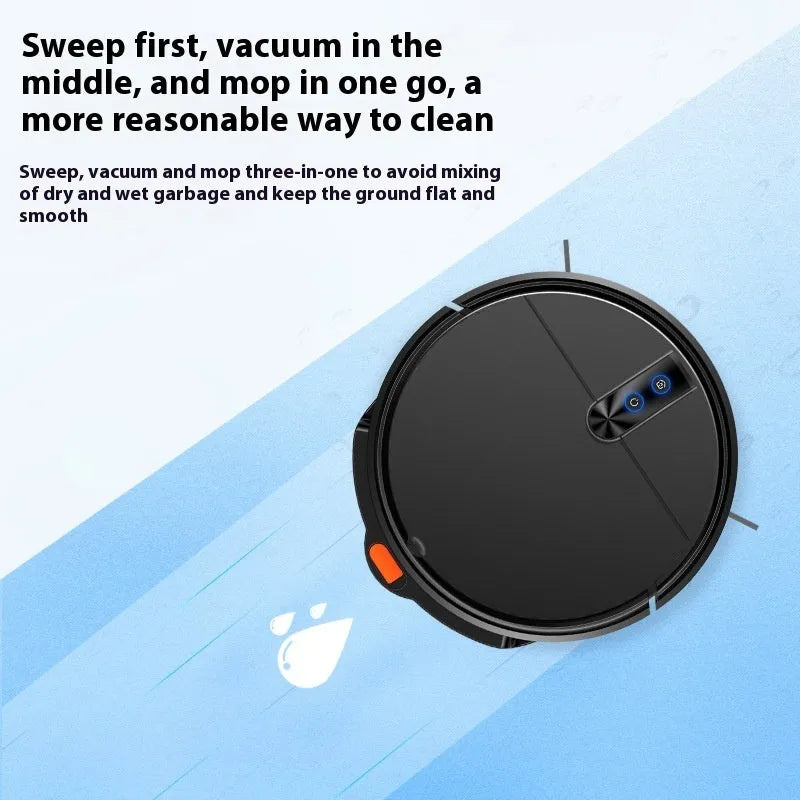 Smart vacuum cleaner robot in black or white colours with brushless motor for automated floor cleaning