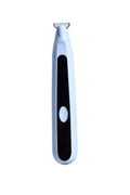 Pet hair clipper for cats and small dogs in blue, pink, and white, with compact G10 body