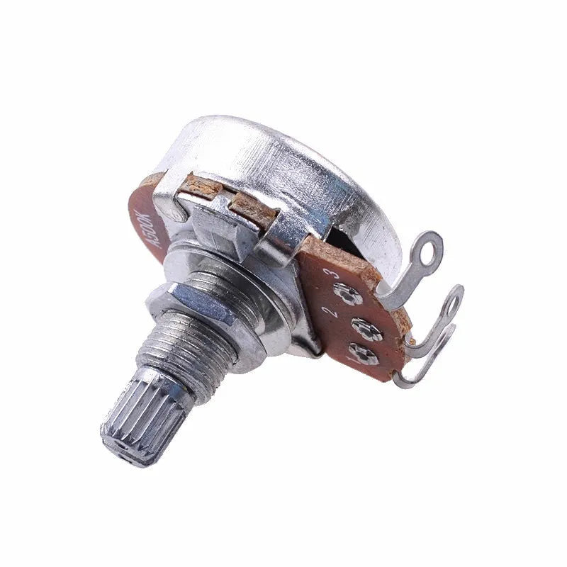 Single brushed aluminium electric guitar knob for 250K or 500K potentiometers on a 6mm shaft