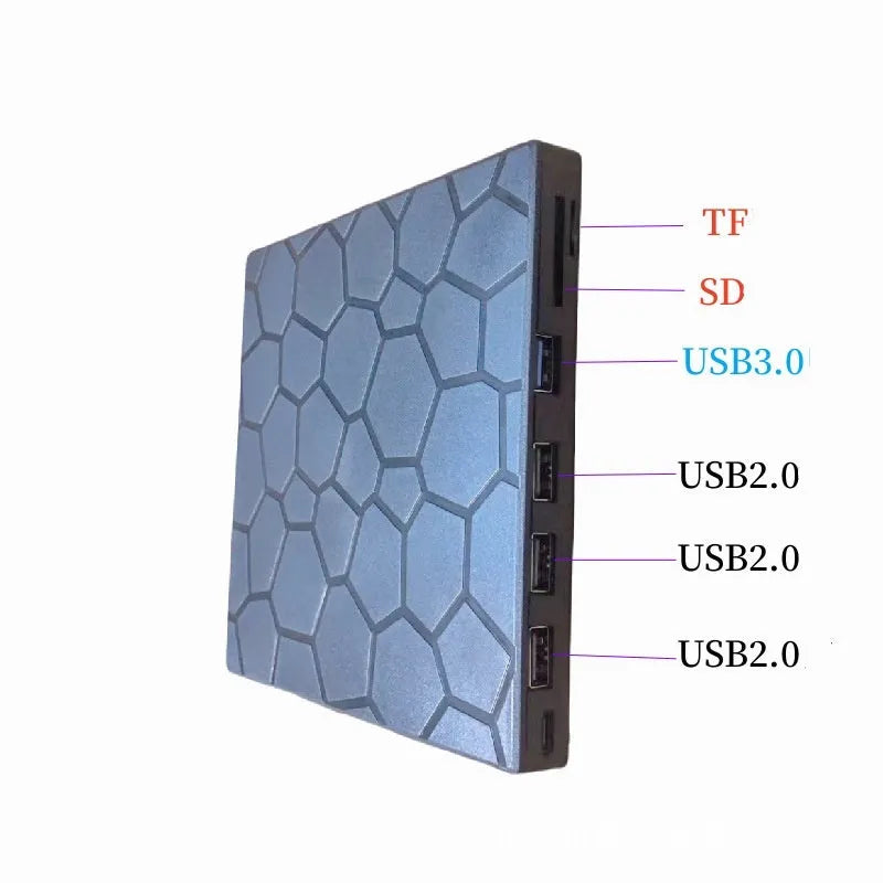 Black USB external CD drive and writer with compact 15.5cm housing
