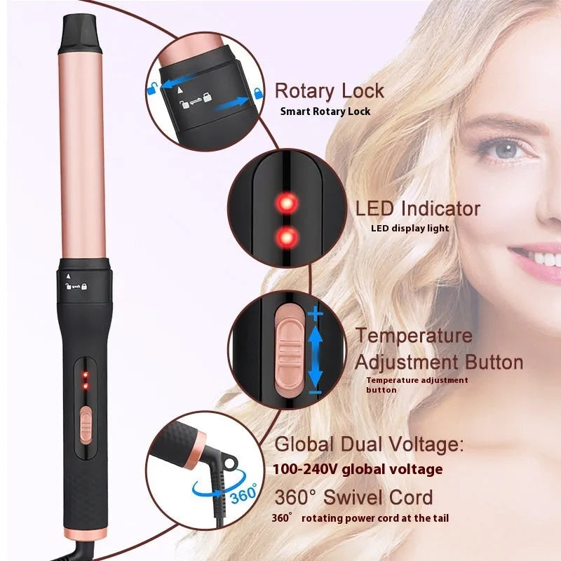 Three-tube water wave hair curler styling tool with straightening function and wired power supply