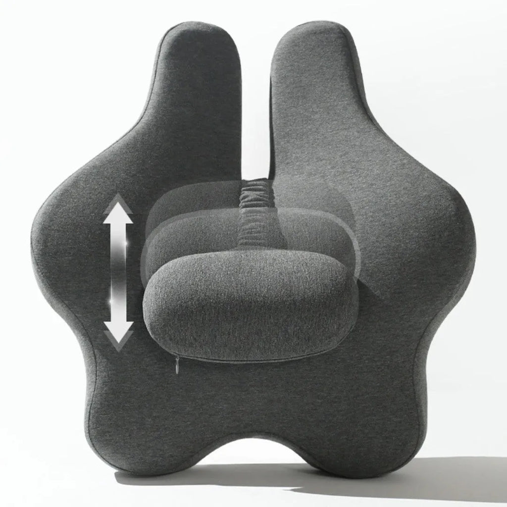 Adjustable memory foam car lumbar support cushion in solid colour.