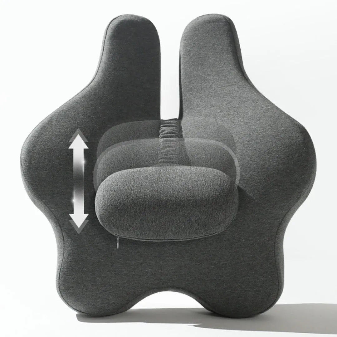 Adjustable memory foam car lumbar support cushion in solid colour.