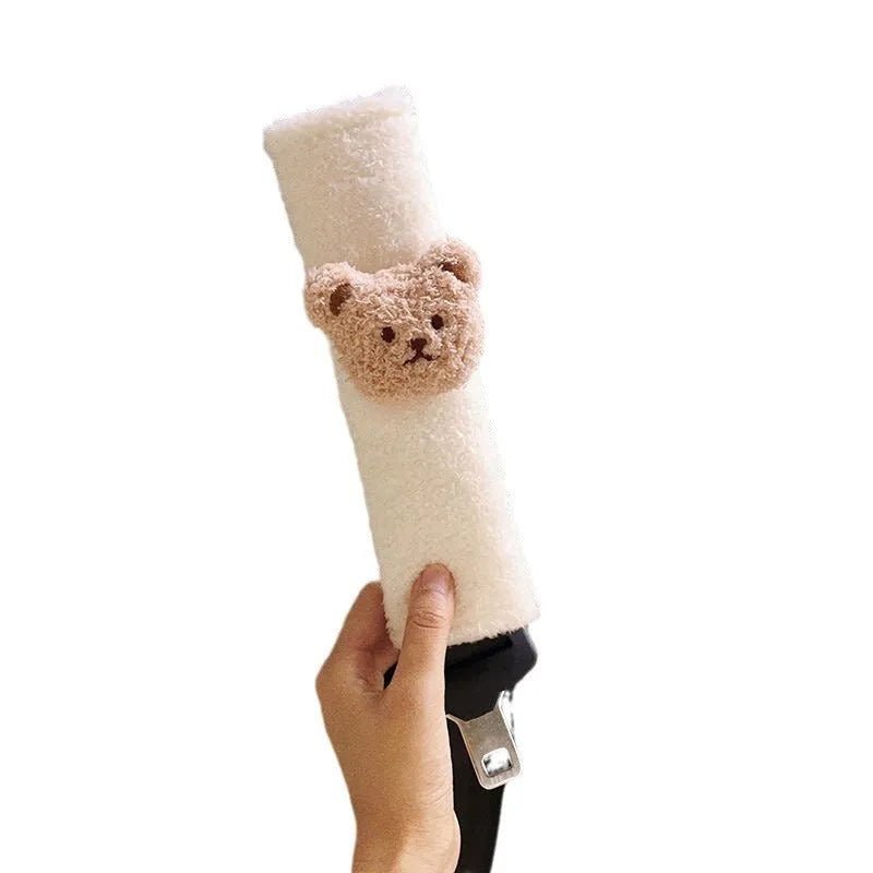 Cartoon bear design plush sleeve cover for child car seat belt shoulder strap