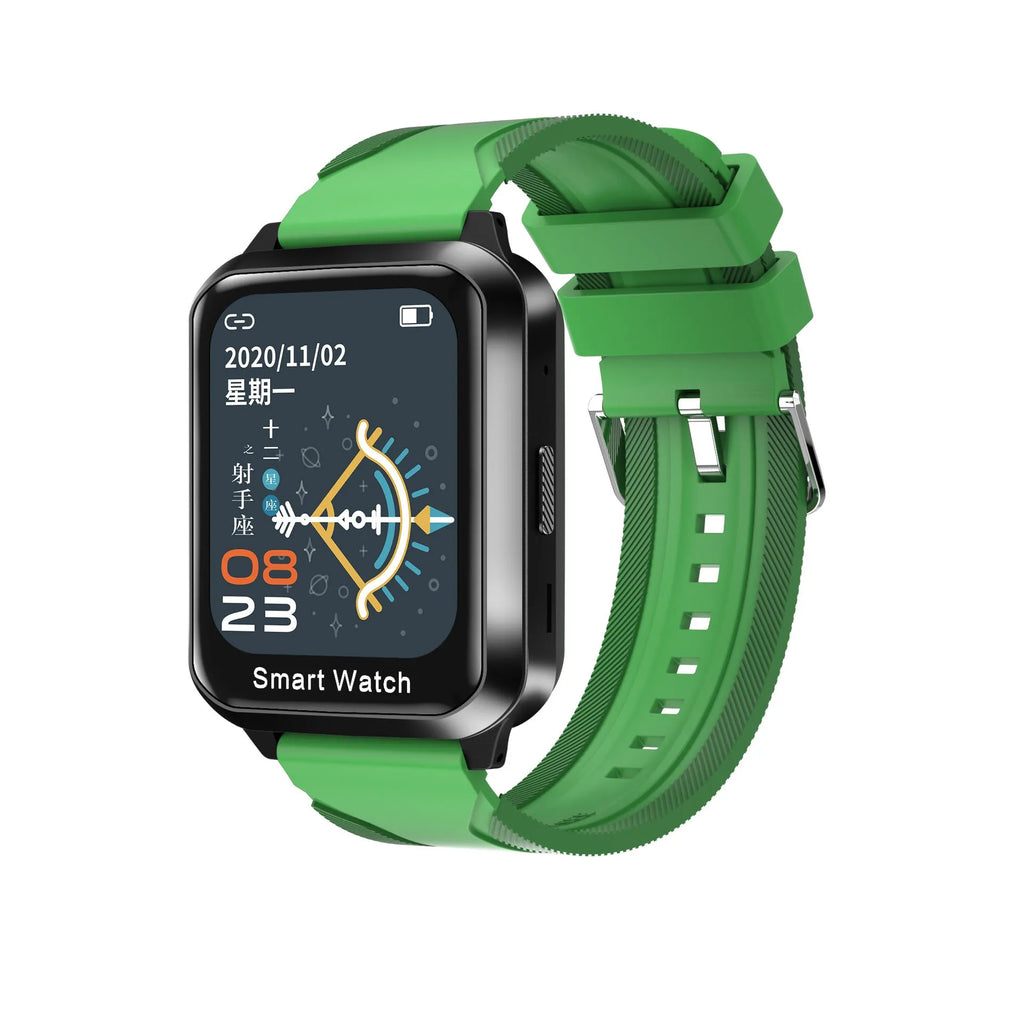 Smart bracelet with split screen display showing notifications, silicone wrist strap in black colour option