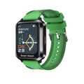 Smart bracelet with split screen display showing notifications, silicone wrist strap in black colour option