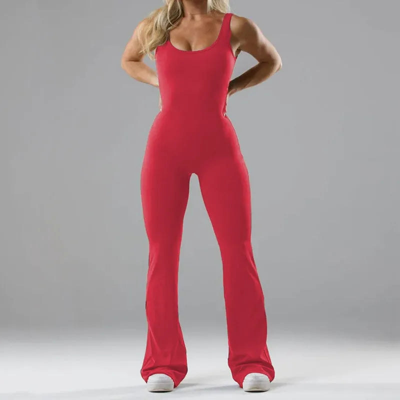 Women's tight milk silk yoga bodysuit with hollow seamless design and mid-waist cut