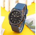 Simple Retro quartz watch with silver case, black leather strap, 42mm dial, and mineral glass face