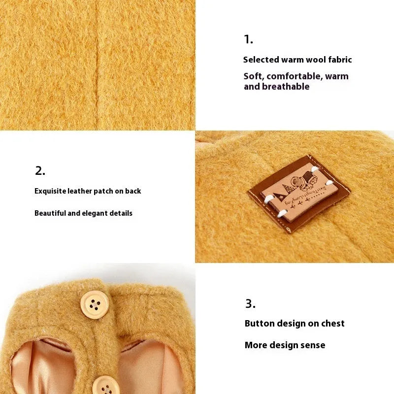 Korean cashmere vest style cotton dog clothes in blue, red, and yellow for autumn and winter wear