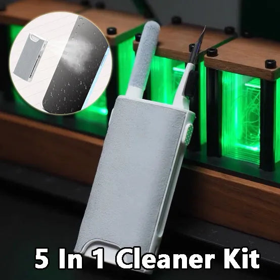 5-in-1 electronics cleaning pen with flocking sponge, brush and metal tip for phones and earphones