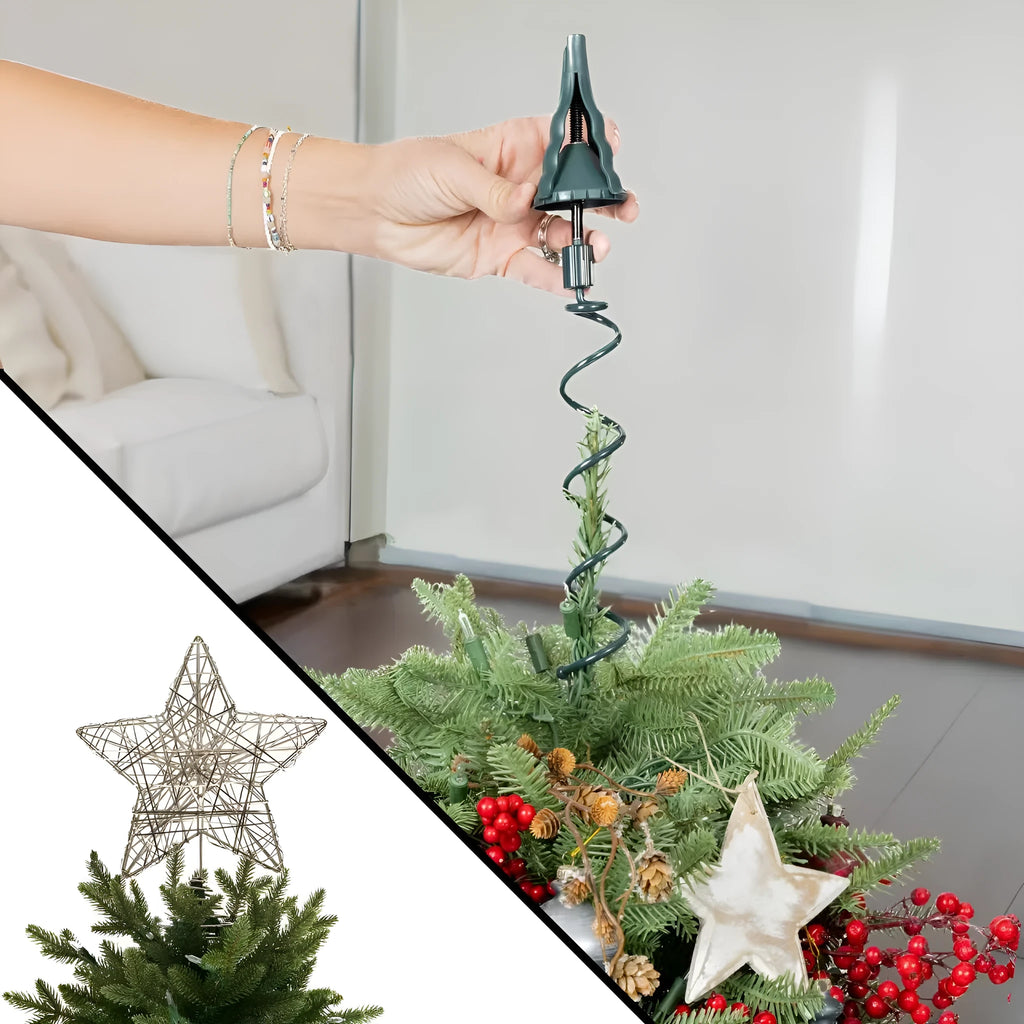 Adjustable Christmas tree topper stand with ABS plastic and metal bracket set in modern minimalist style