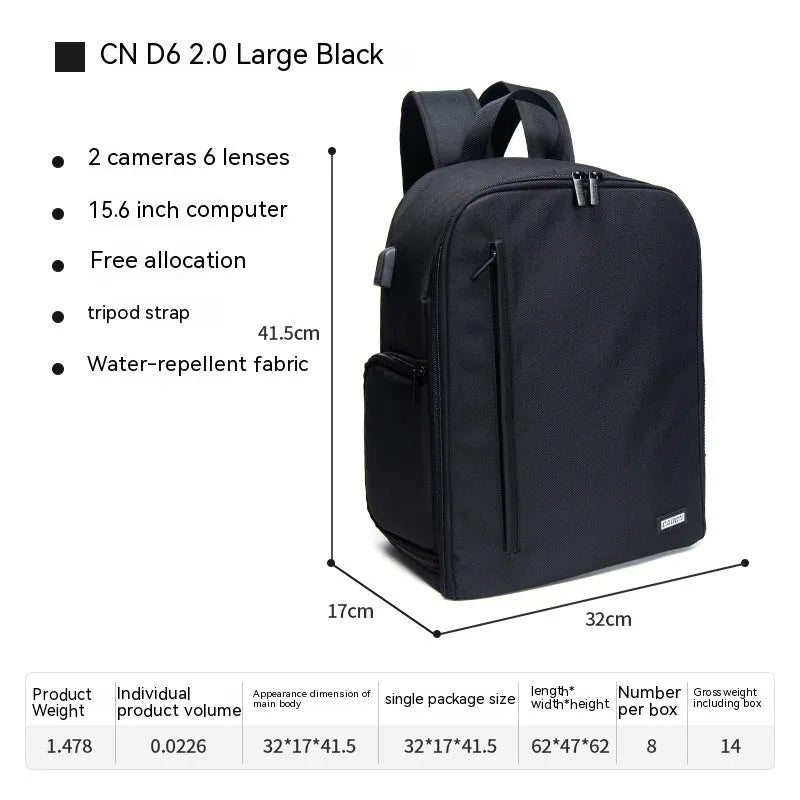 Casual solid colour nylon DSLR camera bag with sewing thread detailing, available in black pink and army green sizes