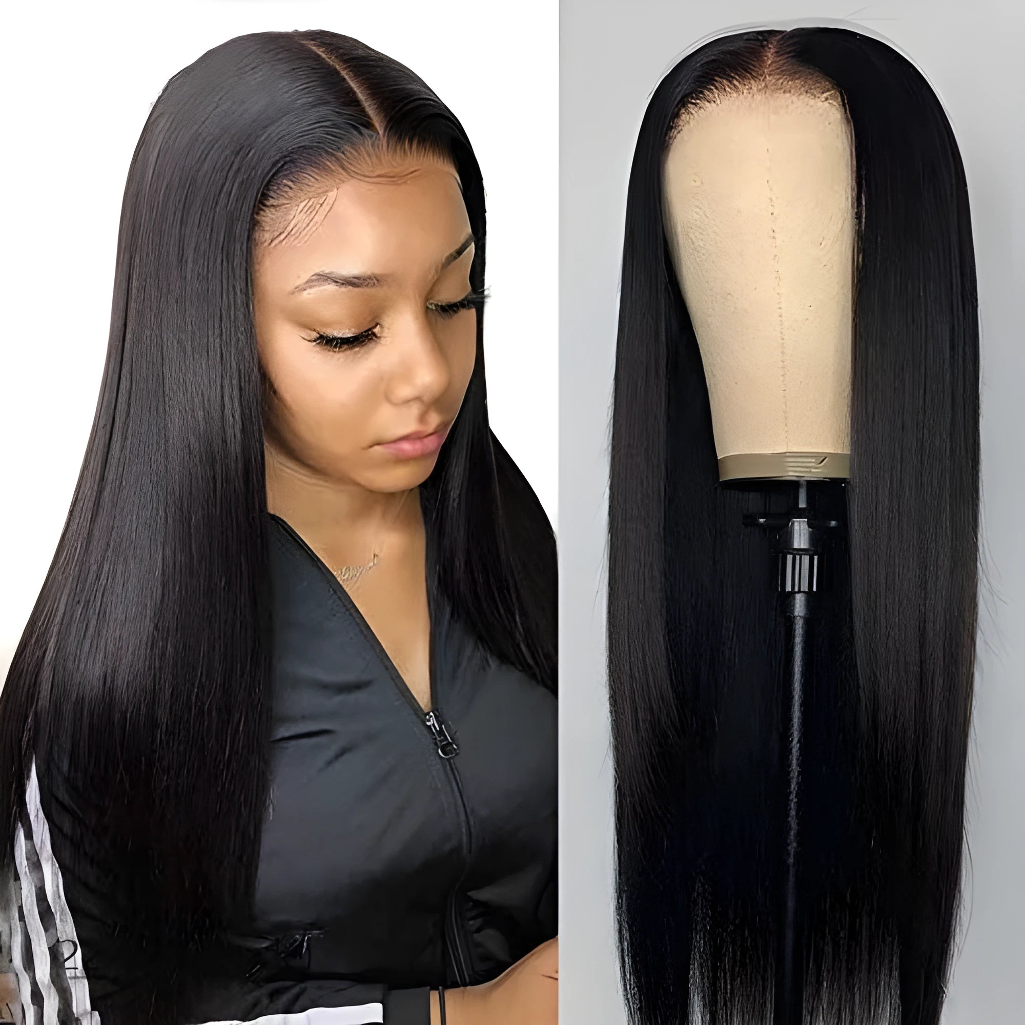 Brazilian straight front lace wig human hair black 4x1 lace 30 inch length