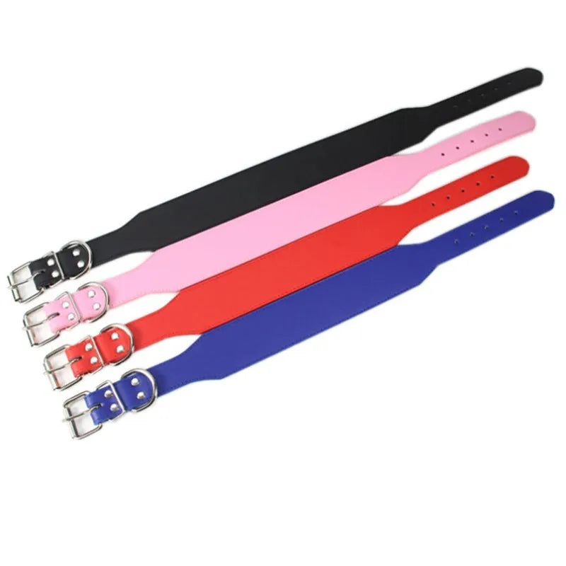 Fish-shaped leather dog collar for large dogs in multiple colours and sizes