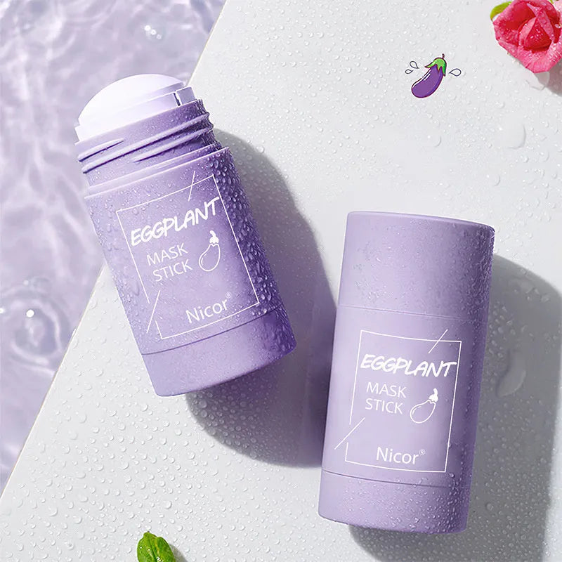 Green tea and eggplant solid cleansing mask sticks in stick format for oily skin care