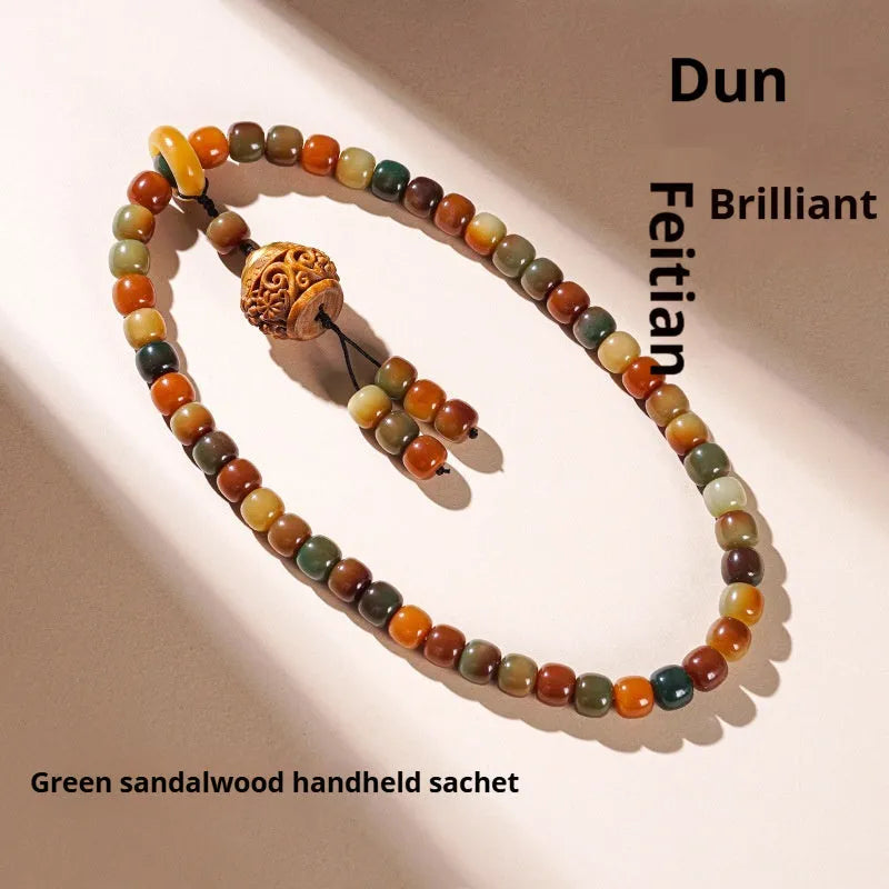 Bodhi seed double ring bracelet with Dunhuang cultural patterns in national style design