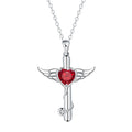 Cross stethoscope necklace with wings pendant in electroplated copper with White Diamond or Red Diamond finish