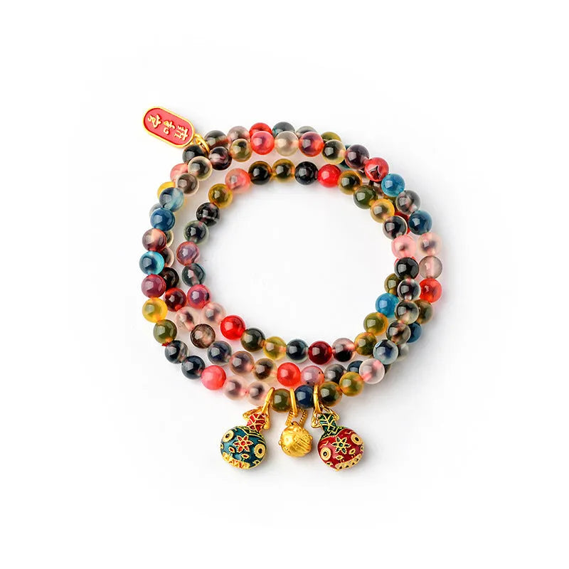 Dzogchen half pond agate bracelet with sugar heart fragrant grey glaze and swallowing gold beast charm