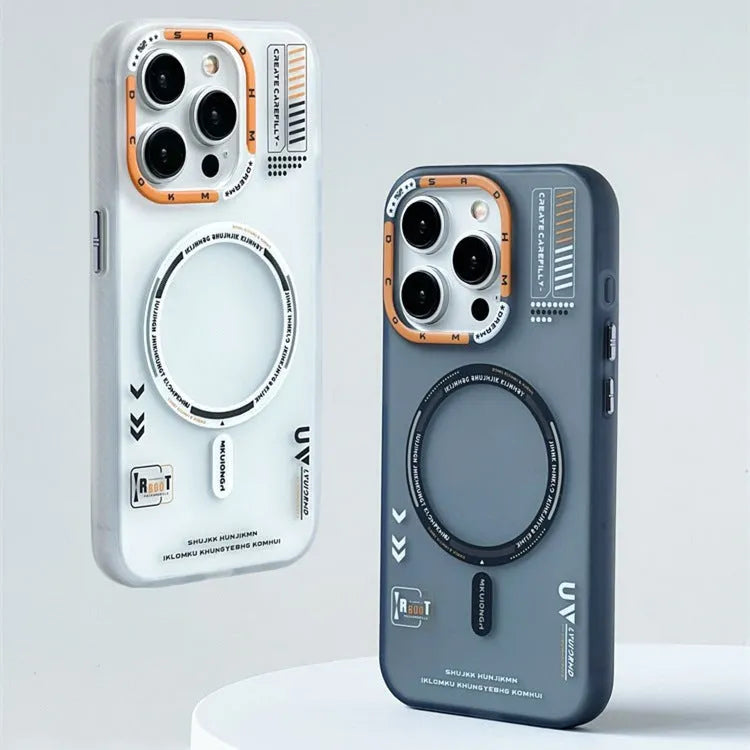 Frosted magnetic phone case for iPhone 17 Pro Max in black with embossed back texture