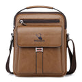 Men's PU leather crossbody bag waterproof wear-resistant available in litchi pattern black or plain dark brown