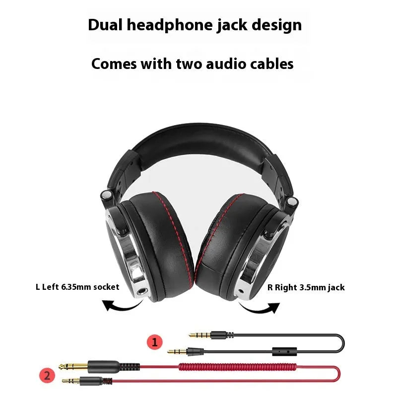 Three-frequency balanced head-mounted wired monitoring earphone in Pro 50 black with cable and spring wire