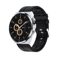 Adult smart watch in black with TFT screen showing heart rate and step count on wrist