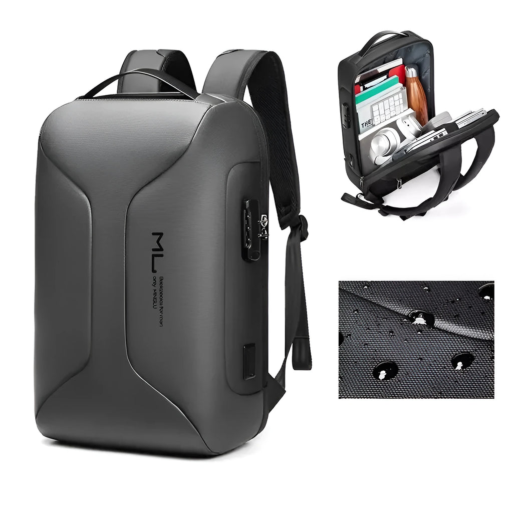 Men's Oxford cloth business backpack with air pillow belt in black colour