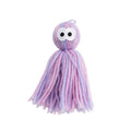 Wool ball cat toy with hanging feature in blue grey colour