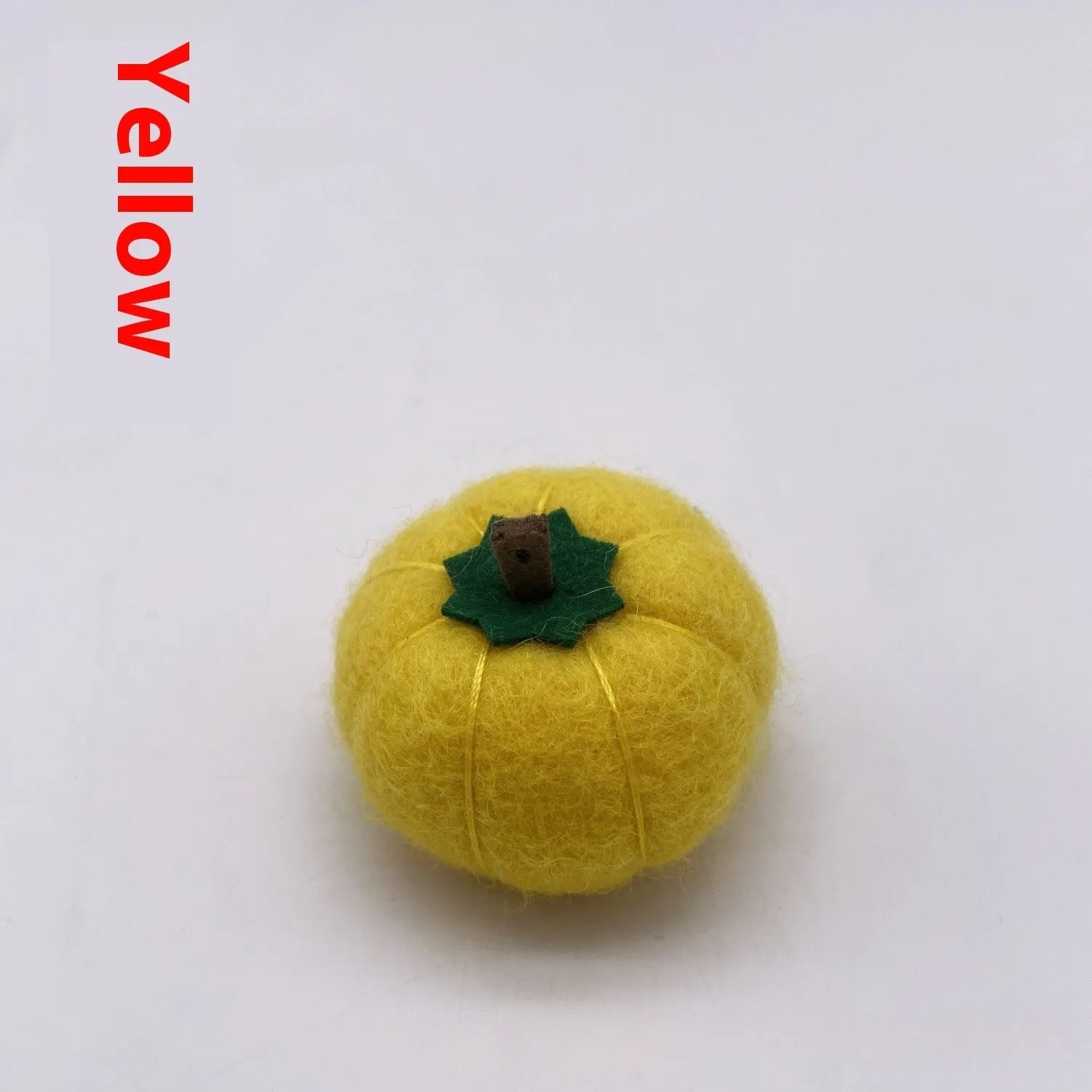 Wool felt pumpkin ornaments for doll decoration in six colours, 5cm diameter