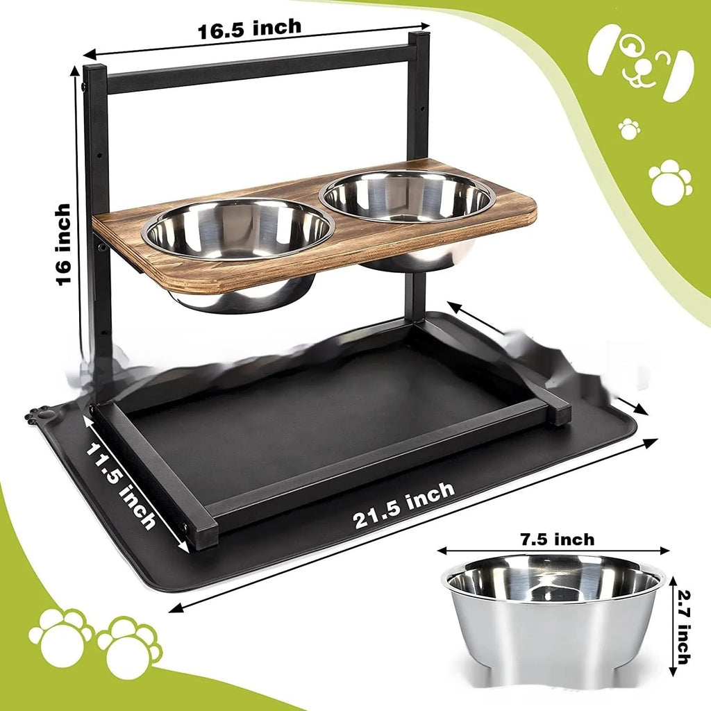 Large black iron dog bowl rack for organised pet feeding station