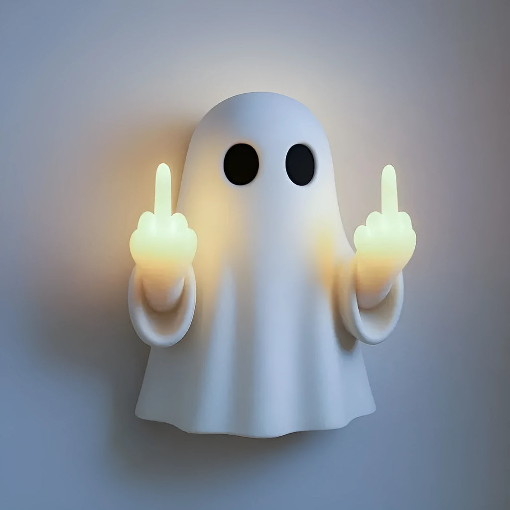 White plastic ghost night light statue Halloween decoration with modern simple style