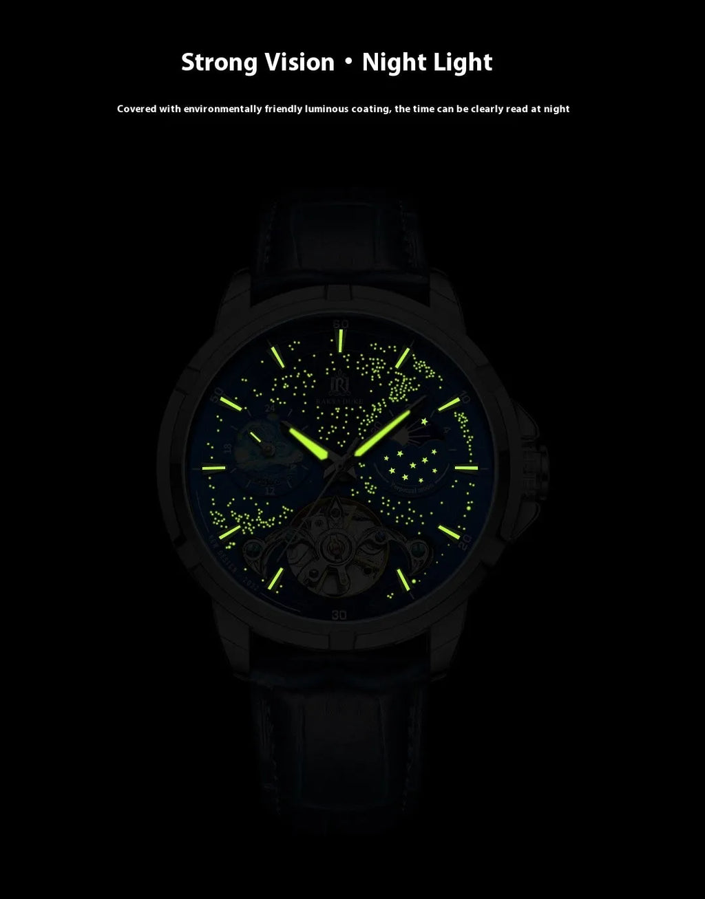 Men's blue dial automatic mechanical watch with day-date window and stainless steel case.