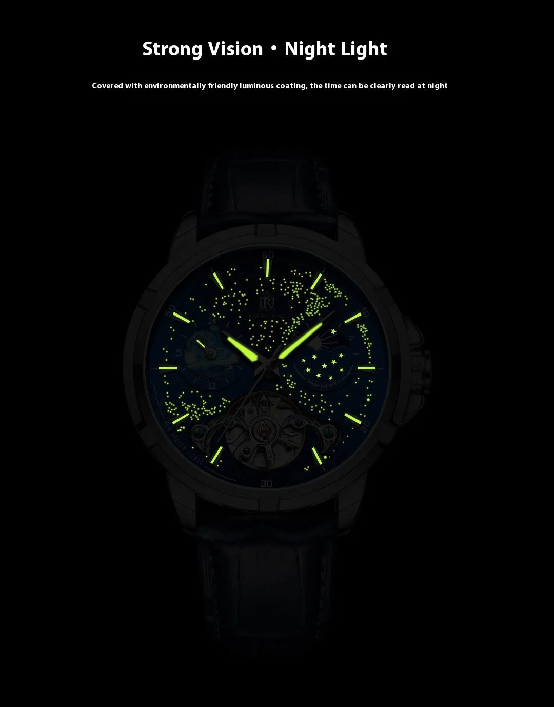 Men's blue dial automatic mechanical watch with day-date window and stainless steel case.