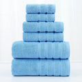 Cotton towel six-piece set in combed cotton twill weave, available in multiple colours including avocado green and black
