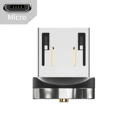 Essager black magnetic charging cable with blue LED light, showing 360-degree rotating connector.