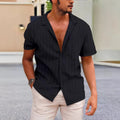 British style short sleeve corduroy shirt in apricot colour with button-up front.