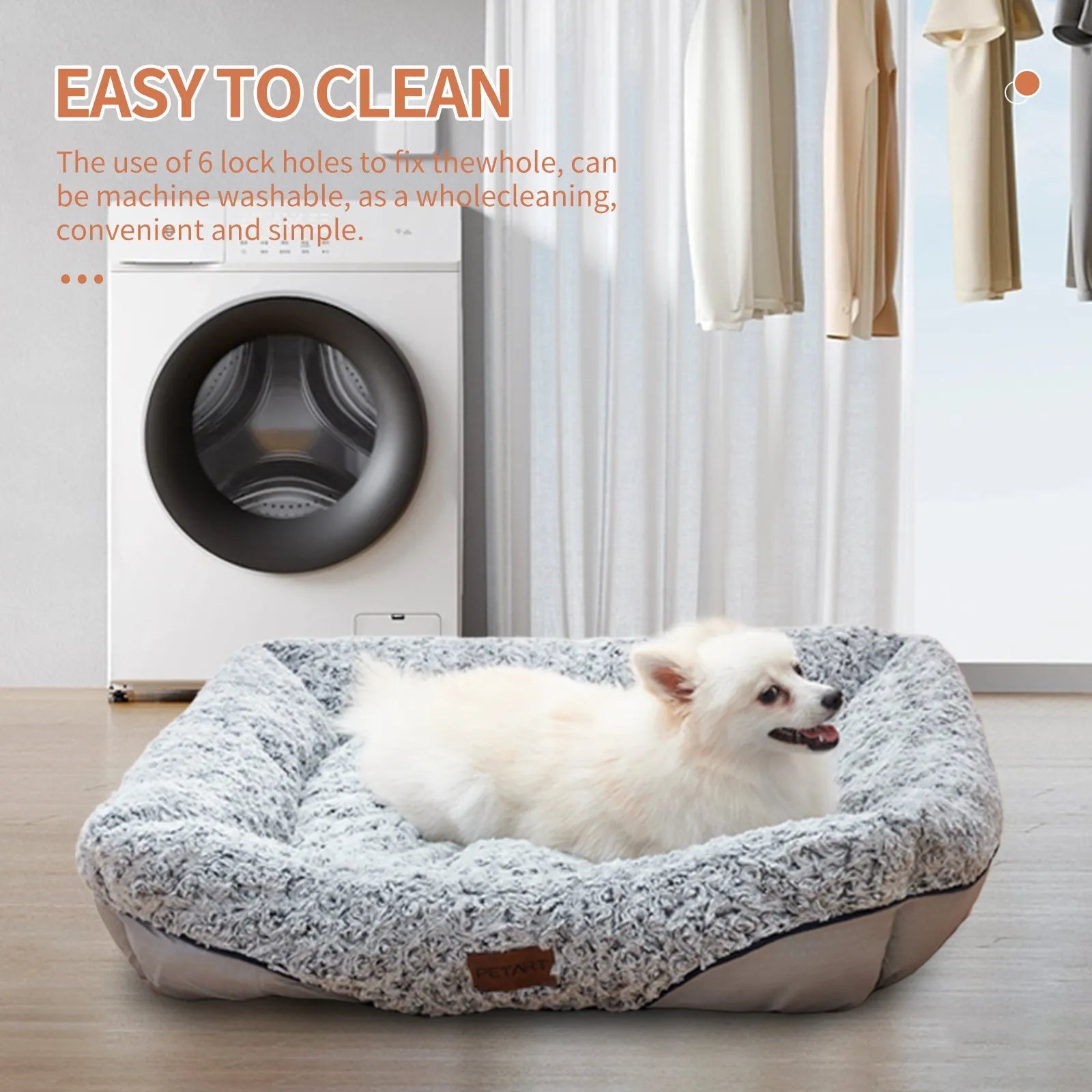 Swirl rose velvet dog bed with removable cushion for small medium dogs, sofa-style design