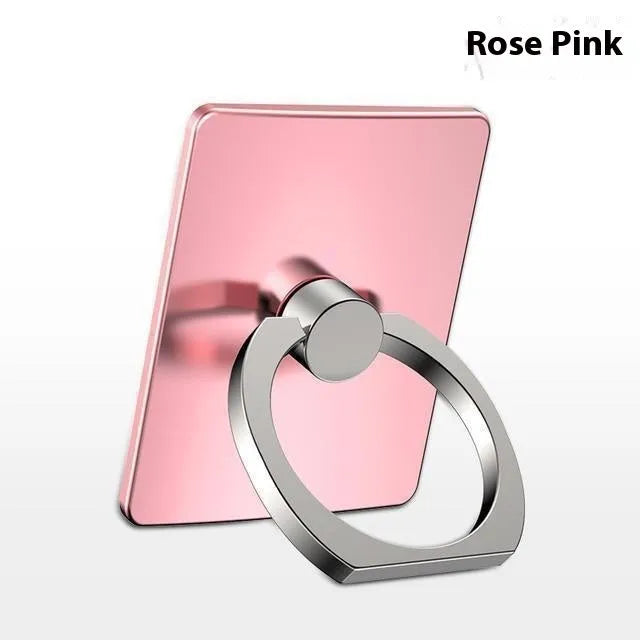 Rotatable paste-type desktop phone ring bracket with strong adsorption metal ring in Aurora silver on a phone back
