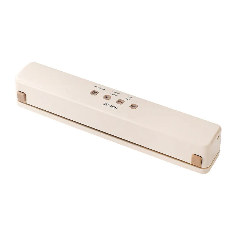 Off-white beige vacuum sealing machine with 85W power for household food packaging