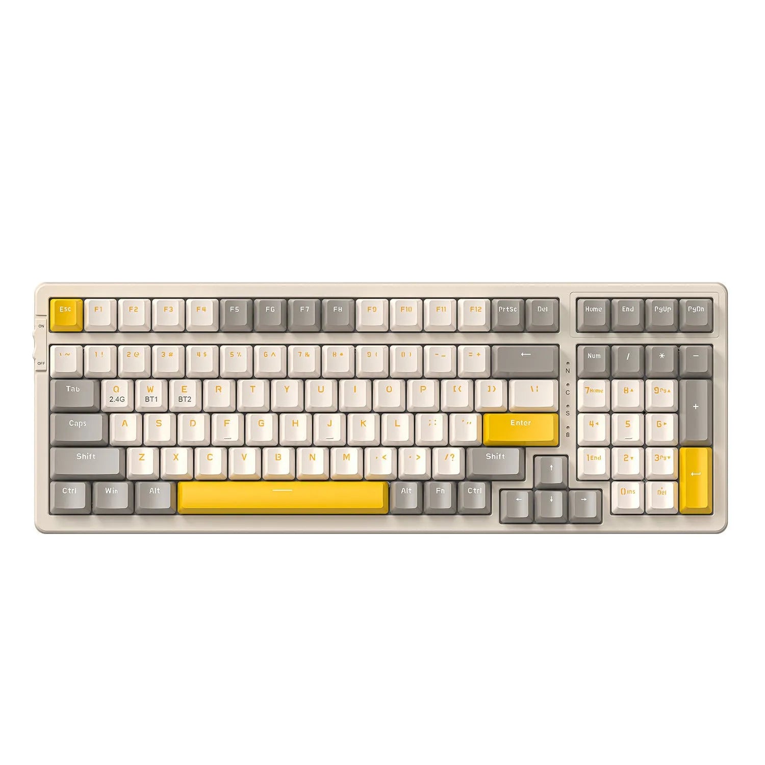 Free Wolf K96 Bluetooth dual-mode mechanical keyboard with colourful keycaps on a desk