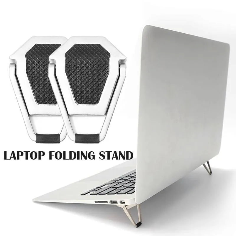 Small foldable aluminium laptop stand bracket with 3M adhesive pads