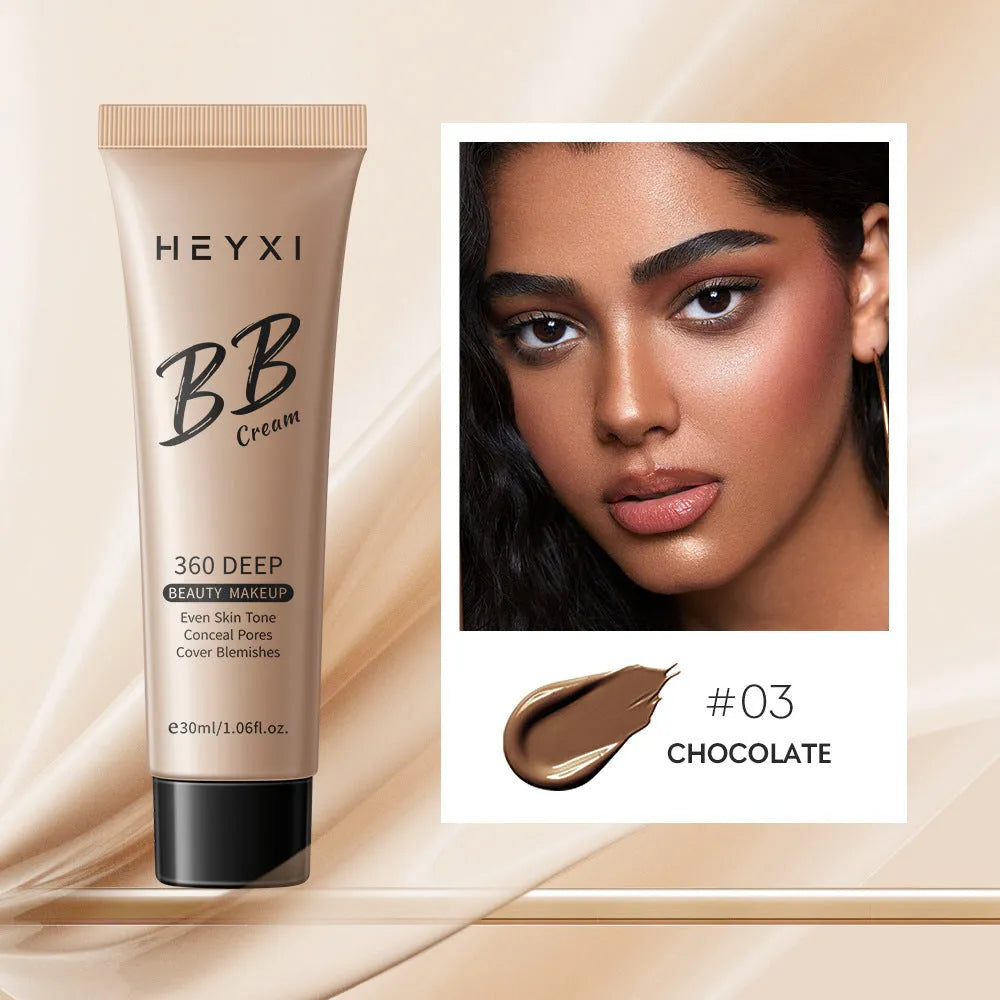 Waterproof sweatproof BB cream tube in four colour options for universal skin types
