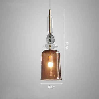 Glass bar counter chandelier with adjustable cord and LED lights