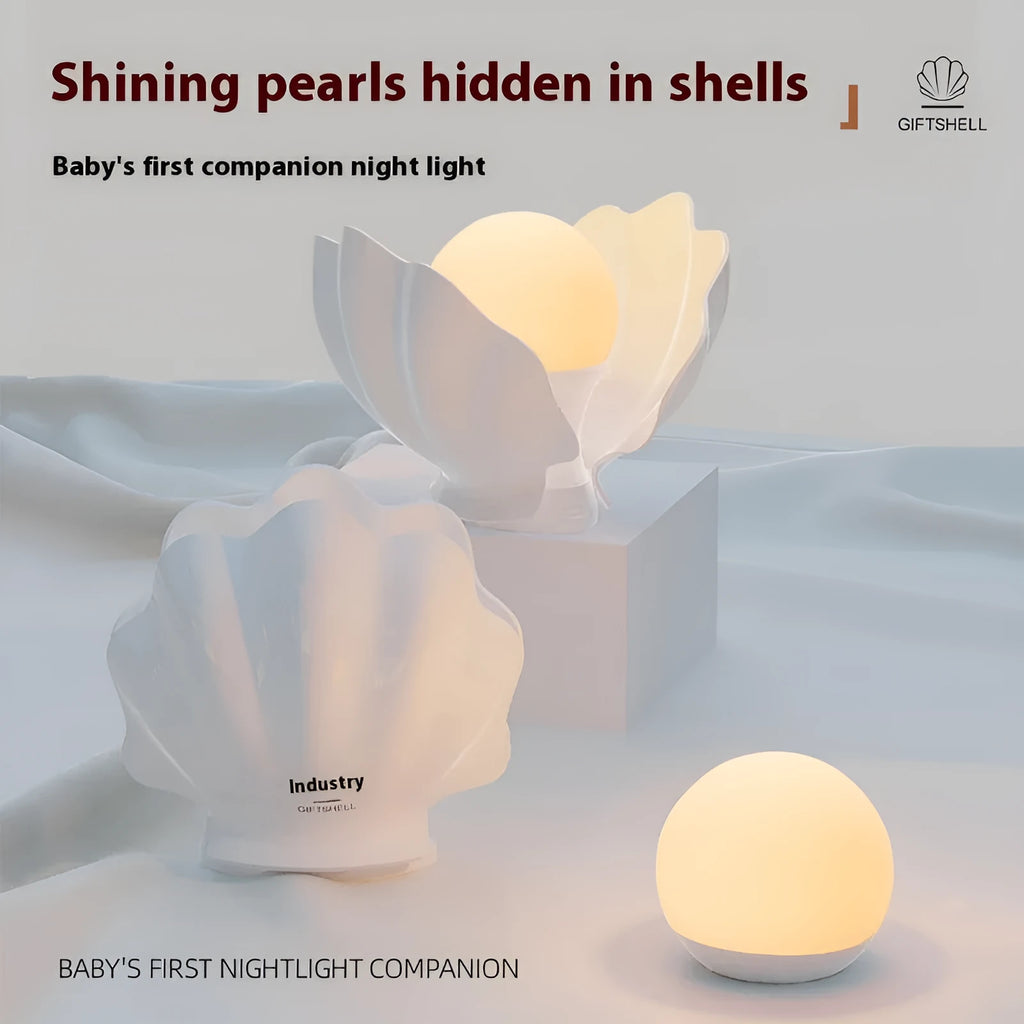 Shell Pearl silicone pat induction night light, 140 x 145 x 160 mm, modern simplicity disk lamp