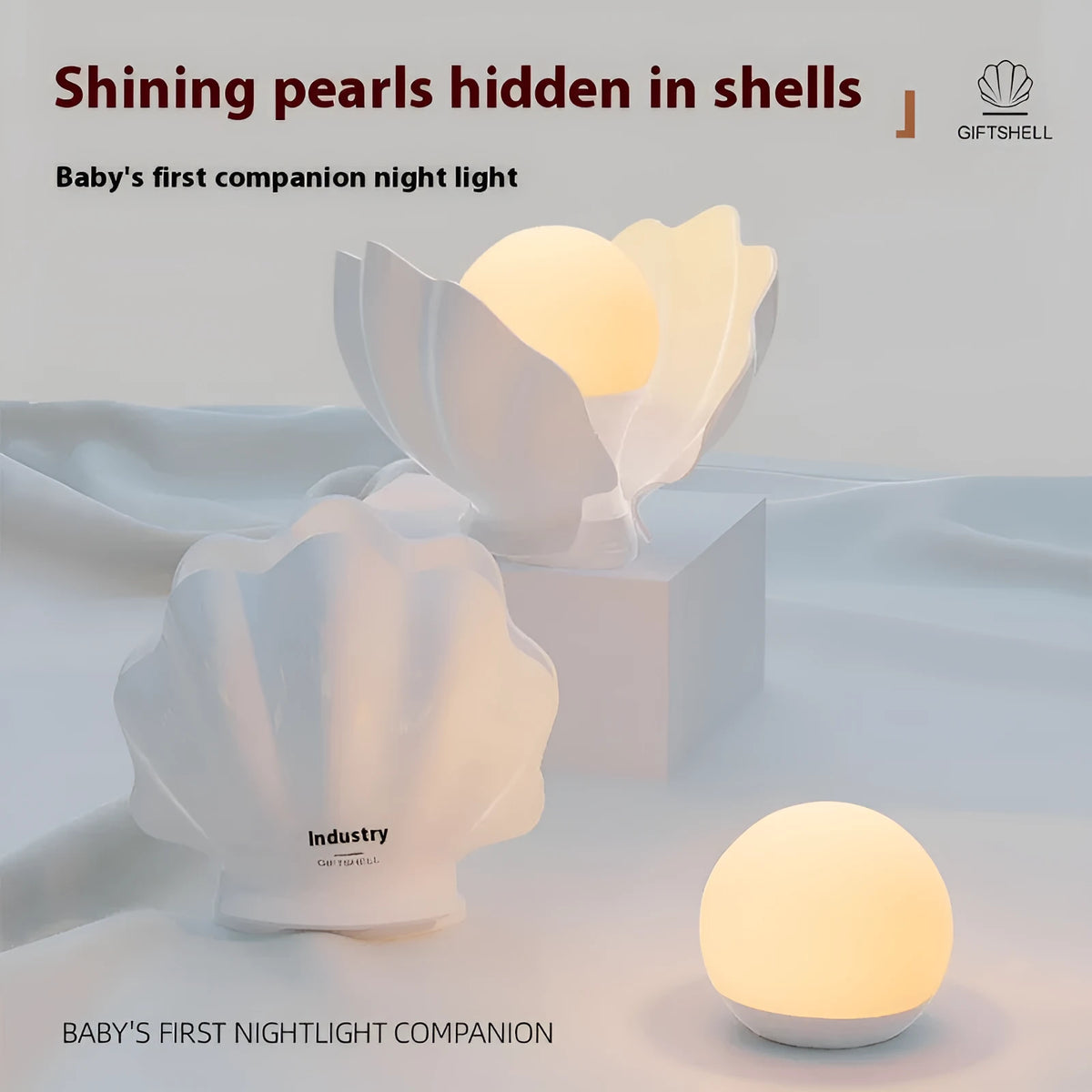 Shell Pearl silicone pat induction night light, 140 x 145 x 160 mm, modern simplicity disk lamp
