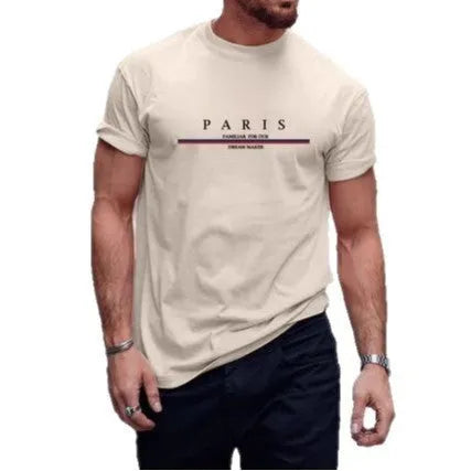 Men's heavy pure cotton short-sleeved T-shirt with letter printing in a loose casual fit