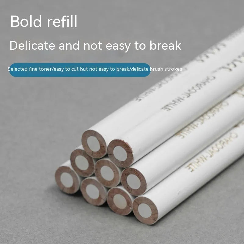 Wooden highlighting pen sketching white powder lead brush with white charcoal pencils in multi-pack box