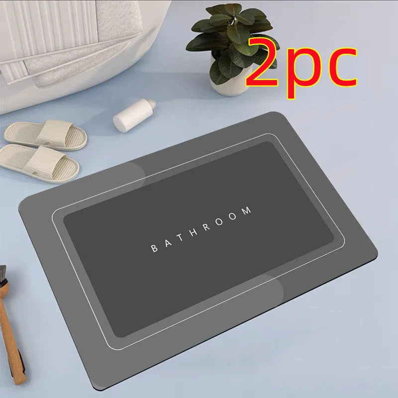 Modern simple diatom mud bathroom floor mat with non-slip rubber backing in Baikal blue colour.