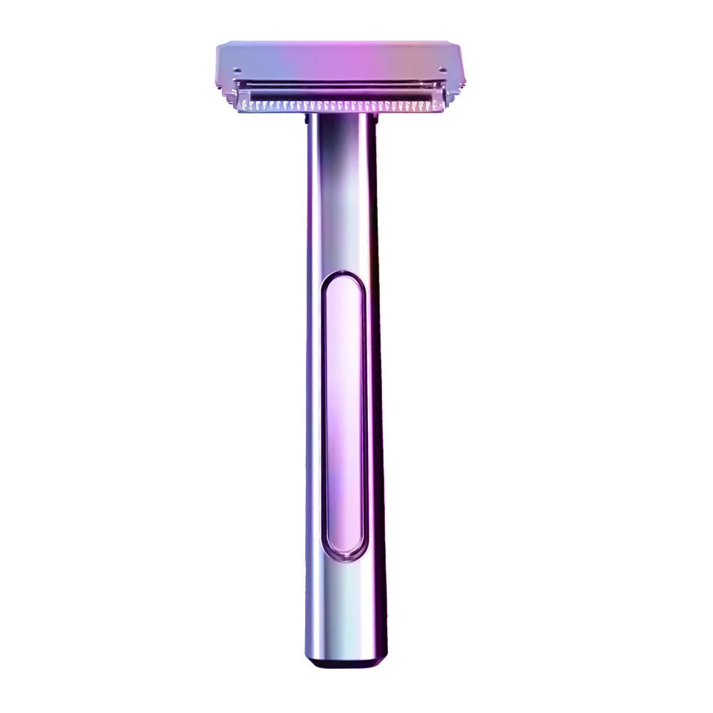 20T double-layer half-blade manual shaver with suspension head in bronze finish, next to a pack of 10 blades.